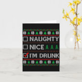 Nice Naughty I'm Drunk Checklist Ugly Christmas Sw Kaart (Gele Bloem)
