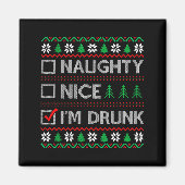 Nice Naughty I'm Drunk Checklist Ugly Christmas Sw Magneet (Voorkant)