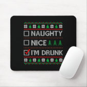 Nice Naughty I'm Drunk Checklist Ugly Christmas Sw Muismat (Met muis)