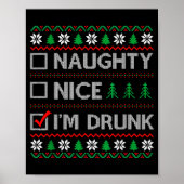 Nice Naughty I'm Drunk Checklist Ugly Christmas Sw Poster (Voorkant)