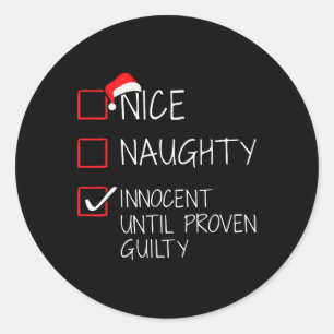 Nice Naughty Innocent tot bewezen Guilty Christma Ronde Sticker