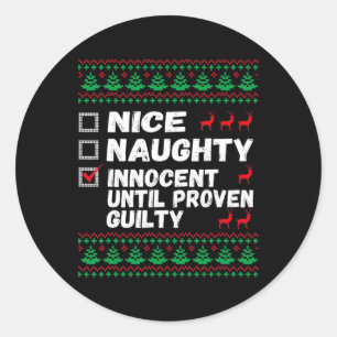Nice Naughty Innocent tot bewezen Guilty Christma Ronde Sticker