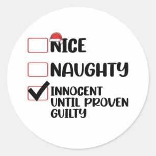 Nice Naughty Innocent tot bewezen Guilty Christma Ronde Sticker