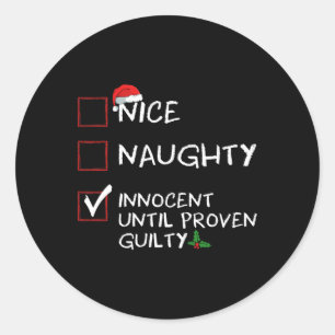 Nice Naughty Innocent tot bewezen Guilty Christma Ronde Sticker