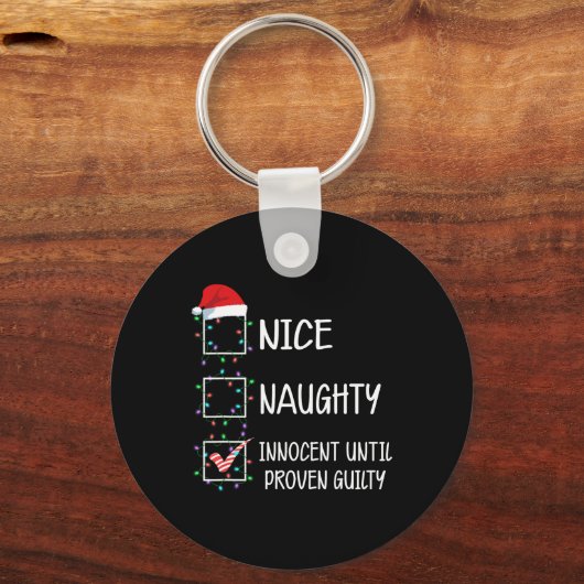 Nice Naughty Innocent tot bewezen Guilty Christma Sleutelhanger (Voorkant)