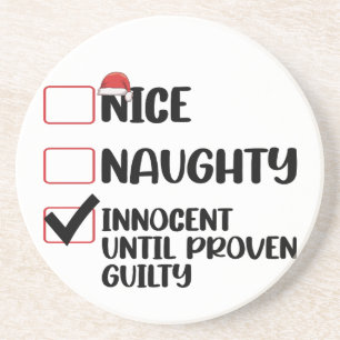 Nice Naughty Innocent tot bewezen Guilty Christma Zandsteen Onderzetter