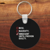 Nice Naughty Innocent tot bewezen Guilty Funny Xm Sleutelhanger (Voorkant)