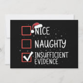 Nice Naughty Insufficient Evidence Christmas Funny Kaart (Voorkant)