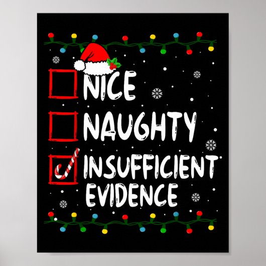 Nice Naughty Insufficient Evidence Christmas Santa Poster (Voorkant)