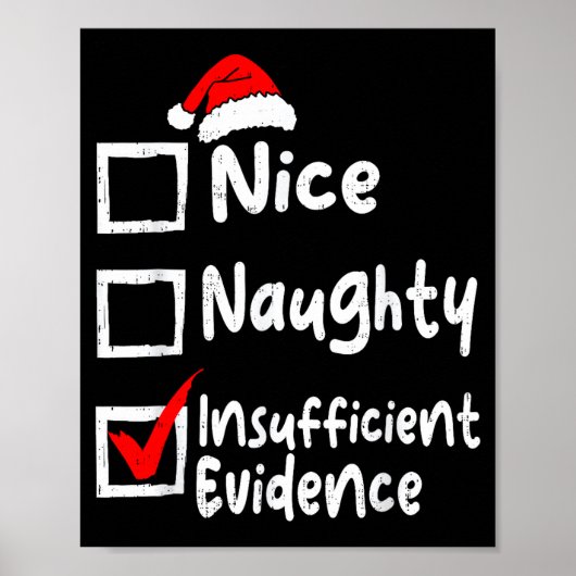 Nice Naughty Insufficient Evidence Funny Christmas Poster (Voorkant)