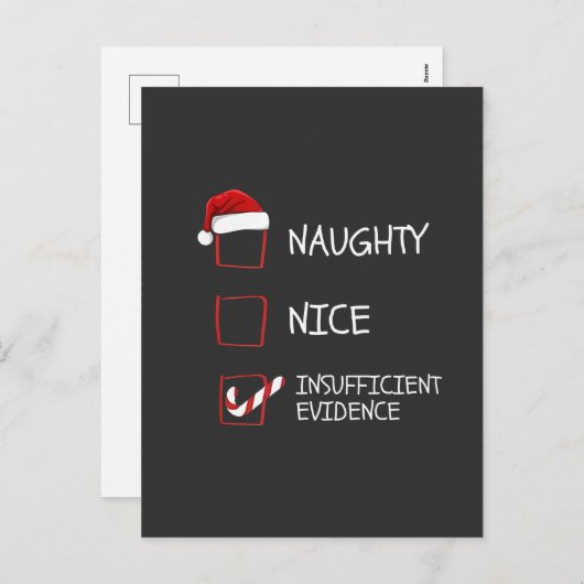 Nice Naughty Insufficient Evidence Santa Christmas Feestdagenkaart (Voorkant / Achterkant)
