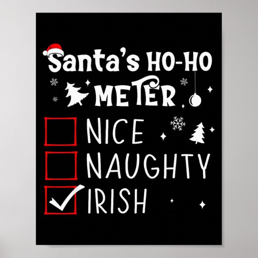 Nice Naughty Irish Christmas List Santa Claus Iris Poster (Voorkant)