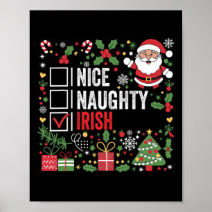 Nice Naughty Irish Christmas Santa Claus Ierland Poster