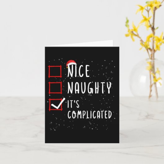 Nice Naughty is de ingewikkelde kerstlijstkerstman Kaart (Gele Bloem)