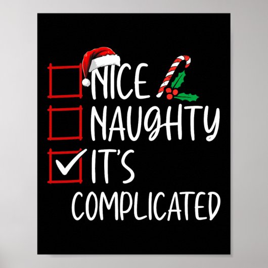Nice Naughty is de ingewikkelde kerstlijstkerstman Poster (Voorkant)
