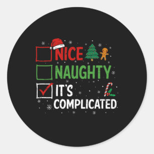 Nice Naughty is de ingewikkelde kerstlijstkerstman Ronde Sticker