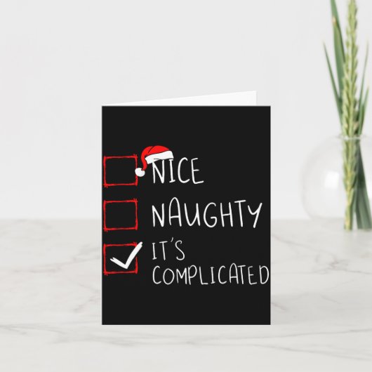Nice Naughty Its Complicated Christmas List Santa  Kaart (Voorkant)