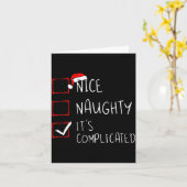 Nice Naughty Its Complicated Christmas List Santa  Kaart (Gele Bloem)