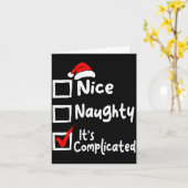 Nice Naughty It's Complicated Funny Christmas List Kaart (Gele Bloem)