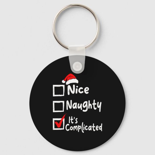 Nice Naughty It's Complicated Funny Christmas List Sleutelhanger (Voorkant)