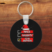 Nice Naughty It's My Birthday Christmas List Santa Sleutelhanger (Voorkant)