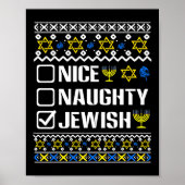 Nice Naughty Jewish Hanukkah Chanukah Joodse Sweat Poster (Voorkant)