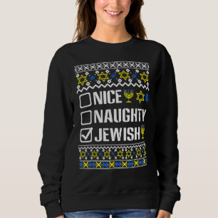 Nice Naughty Jewish Hanukkah Chanukah Joodse Sweat Trui