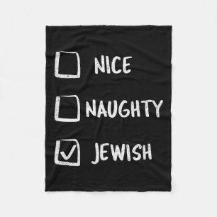Nice Naughty Jewish Hanukkah Gift Kerstmis Fleece Deken