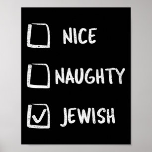 Nice Naughty Jewish Hanukkah Gift Kerstmis Poster