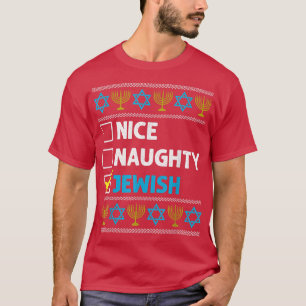 Nice Naughty Jewish Hanukkah Ugly Kerstmis Chanuk T-shirt