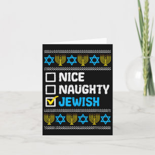 Nice Naughty Jewish Ugly Hanukkah Sweater Chanukah Kaart