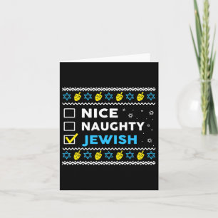 Nice Naughty Jewish Ugly Hanukkah Sweater Chanukah Kaart