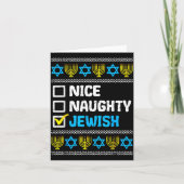 Nice Naughty Jewish Ugly Hanukkah Sweater Chanukah Kaart (Voorkant)