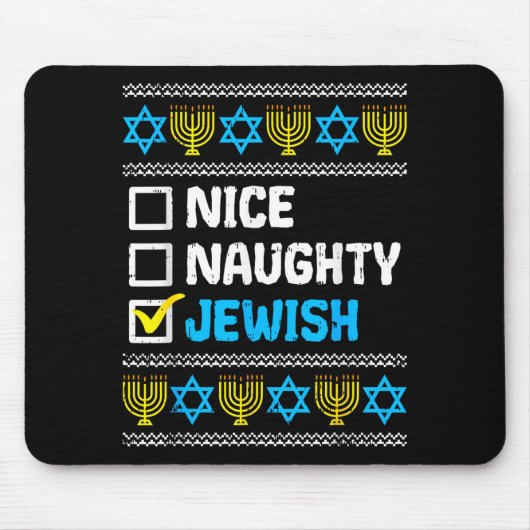 Nice Naughty Jewish Ugly Hanukkah Sweater Chanukah Muismat (Voorkant)