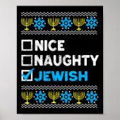 Nice Naughty Jewish Ugly Hanukkah Sweater Chanukah Poster (Voorkant)