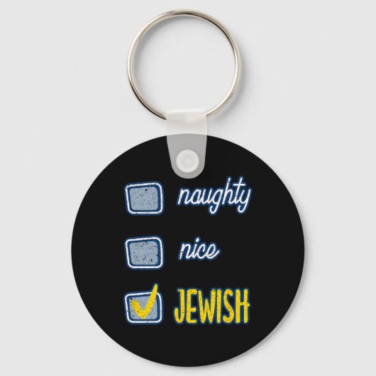 Nice Naughty Jewish Ugly Hanukkah Sweater Chanukah Sleutelhanger (Voorkant)