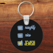 Nice Naughty Jewish Ugly Hanukkah Sweater Chanukah Sleutelhanger (Voorkant)