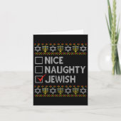Nice Naughty Jewish Ugly Hanukkah Sweater Funny Ch Kaart (Voorkant)