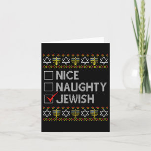 Nice Naughty Jewish Ugly Hanukkah Sweater Funny Ch Kaart