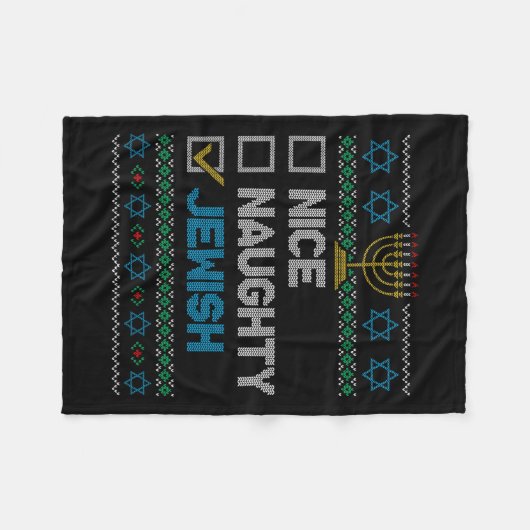 Nice Naughty Jewish Ugly KerstSweater Funny H Fleece Deken (Voorkant (Horizontaal))
