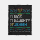 Nice Naughty Jewish Ugly KerstSweater Funny H Fleece Deken (Voorkant)