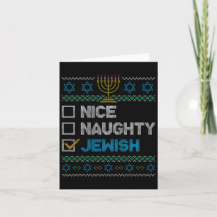 Nice Naughty Jewish Ugly KerstSweater Funny H Kaart