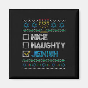 Nice Naughty Jewish Ugly KerstSweater Funny H Magneet