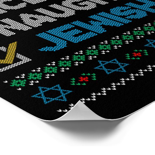 Nice Naughty Jewish Ugly KerstSweater Funny H Poster (Hoek)