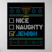 Nice Naughty Jewish Ugly KerstSweater Funny H Poster (Voorkant)