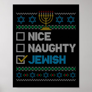 Nice Naughty Jewish Ugly KerstSweater Funny H Poster