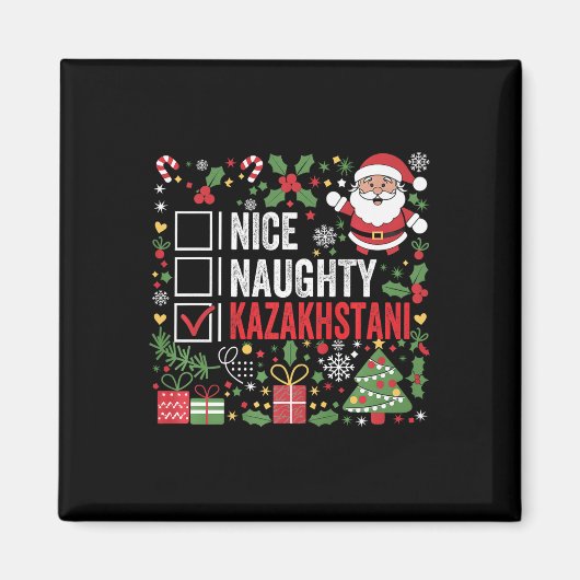 Nice Naughty Kazakhstani Kerstman Kaz Magneet (Voorkant)