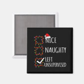 Nice Naughty Left Unsupervised Christmas List Funn Magneet (Voorkant / Achterkant)