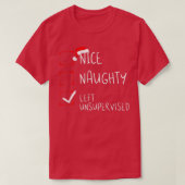 Nice Naughty Left Unsupervised Christmas List Sant T-shirt (Design voorkant)
