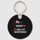 Nice Naughty Left Unsupervised Funny Christmas Sleutelhanger (Voorkant)